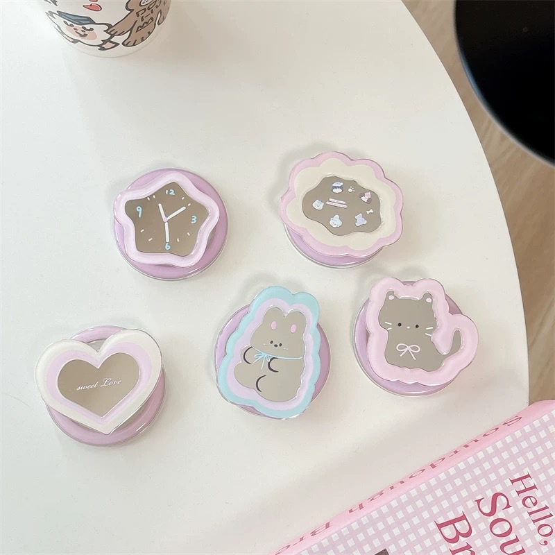 Phone Accessories Video - Cartoon Mirror Telescopic Phone Stand Kawaii