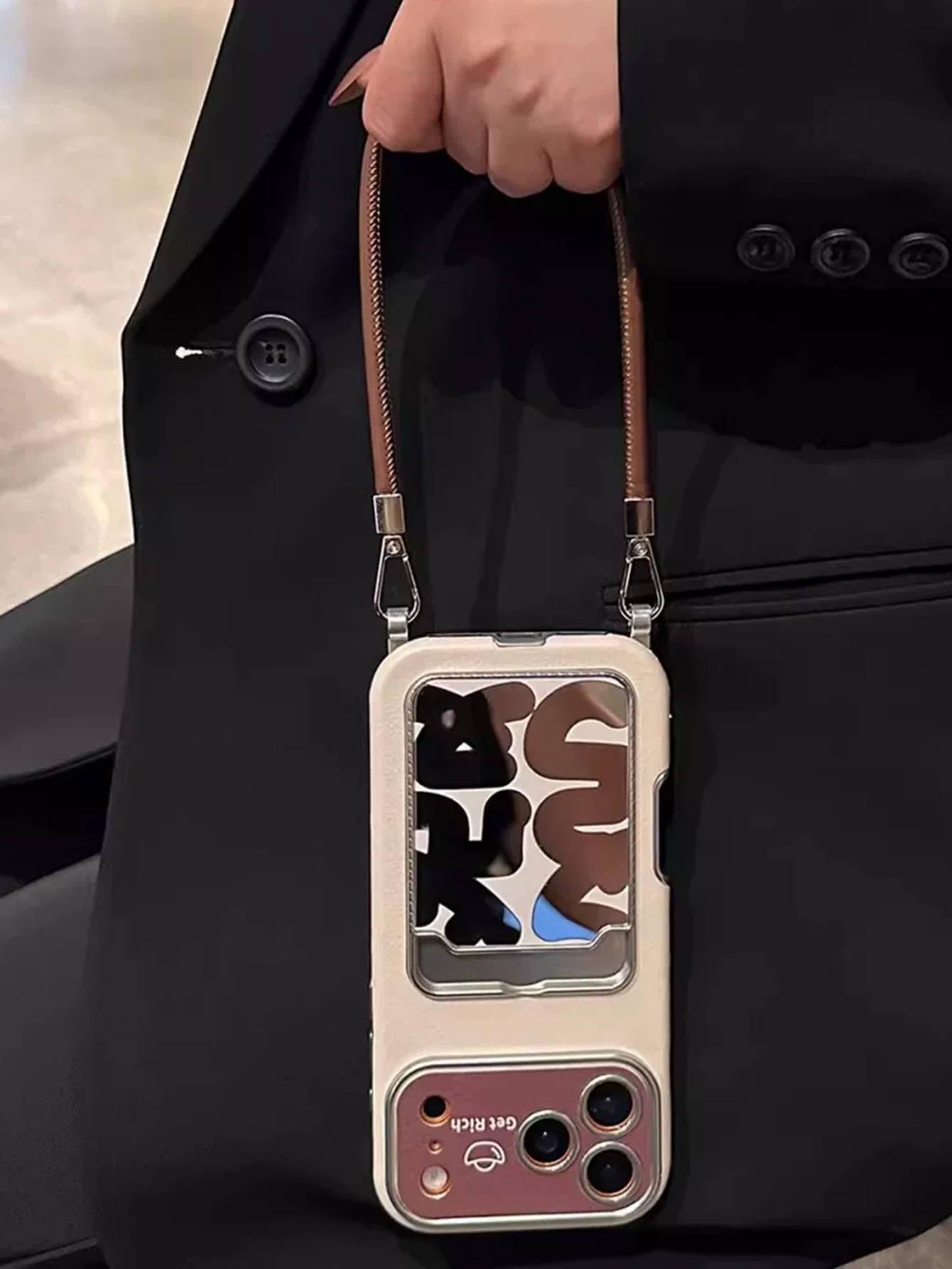 Luxury Leather Mirror Card Hol - огляд і ціна Phone Accessories Holder