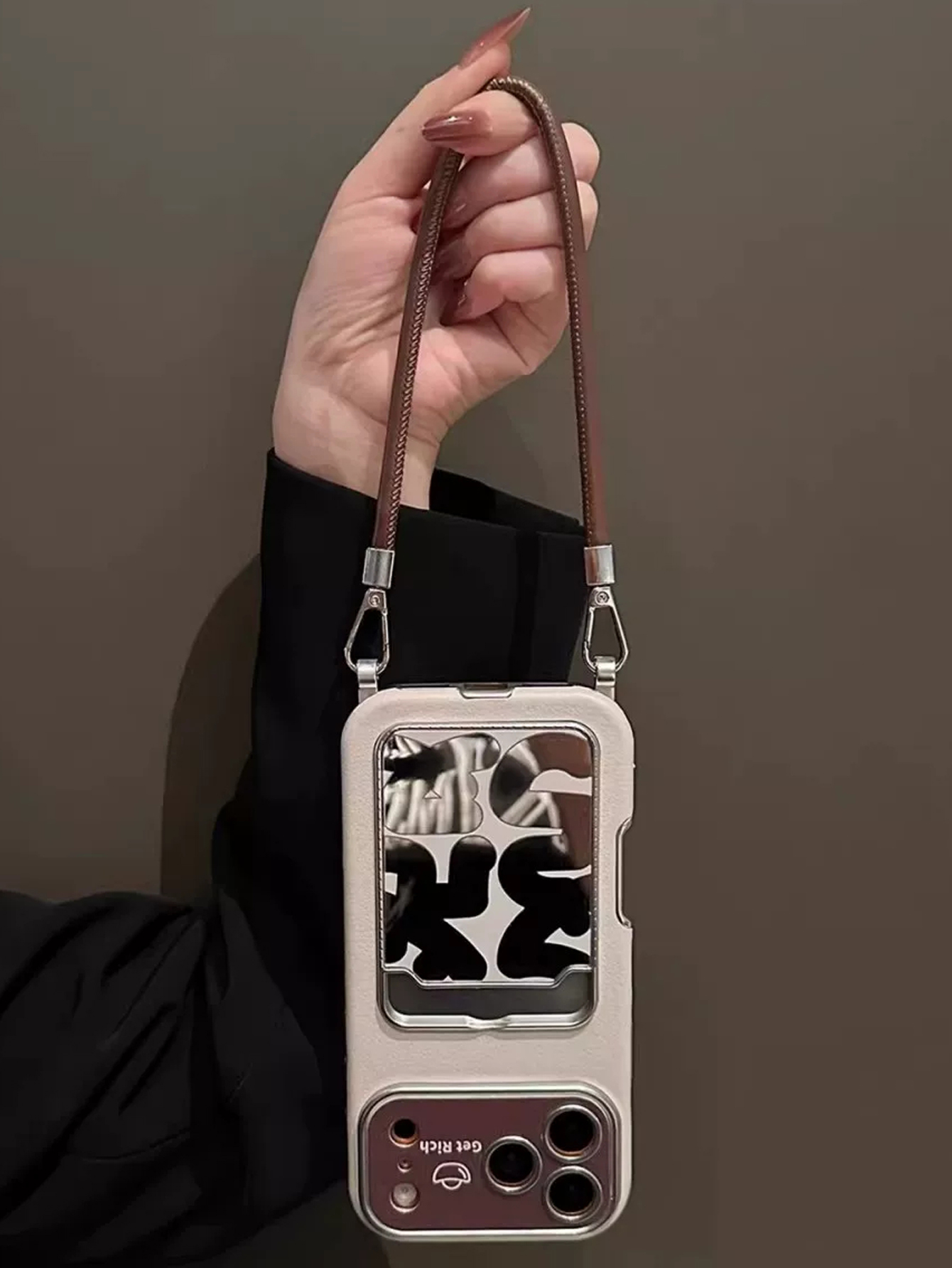 Luxury Leather Mirror Card Hol - огляд і ціна Phone Accessories Holder