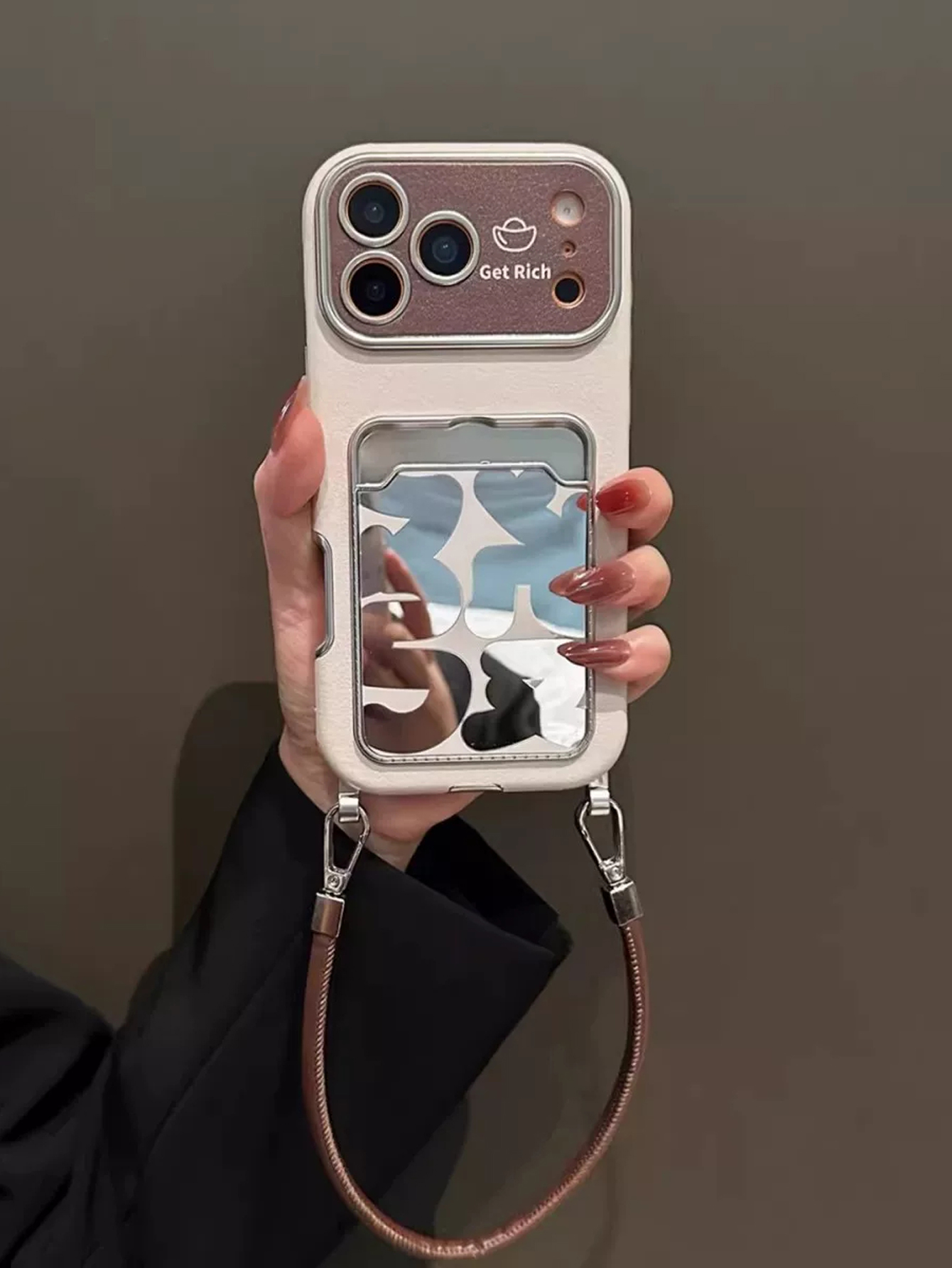 Luxury Leather Mirror Card Hol - огляд і ціна Phone Accessories Holder