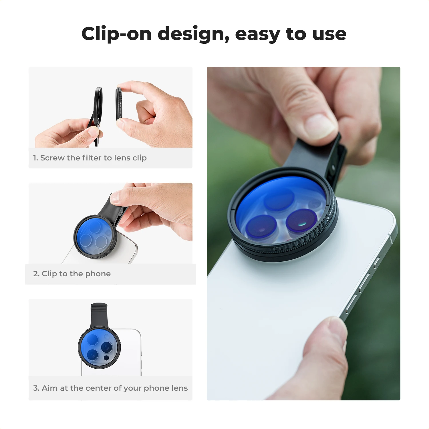 K&F CONCEPT 52mm Clip-on CPL C - огляд і ціна Lens Camera Clip