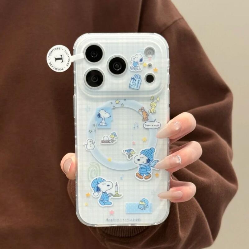 Snoopy Phone Case Kawaii Blue  - огляд і ціна Phone Accessories From China